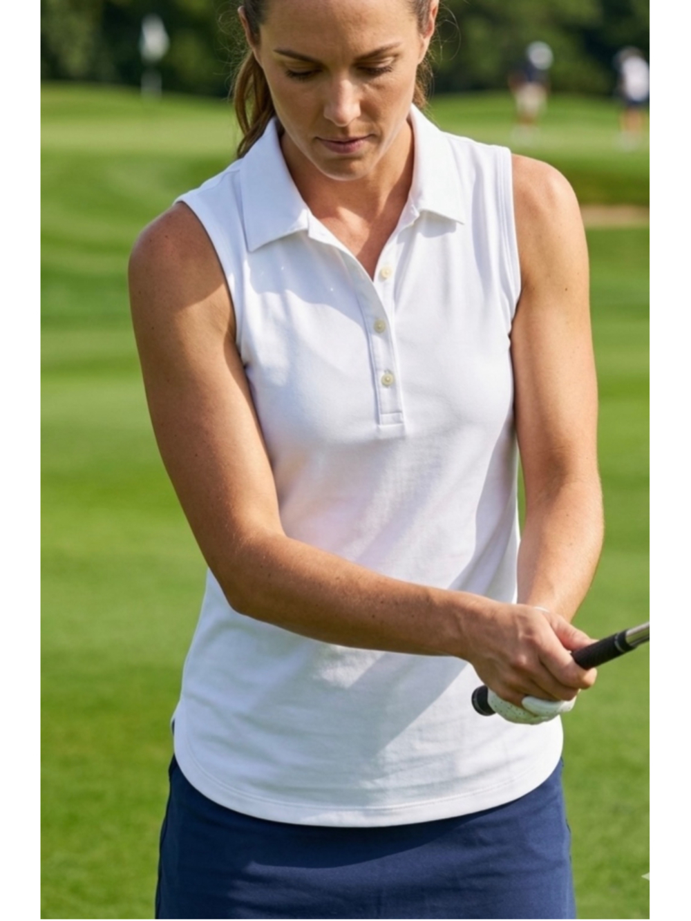 Nike Golf Women's White Sleeveless Polo Shirt Size L Dri-Fit 2067
